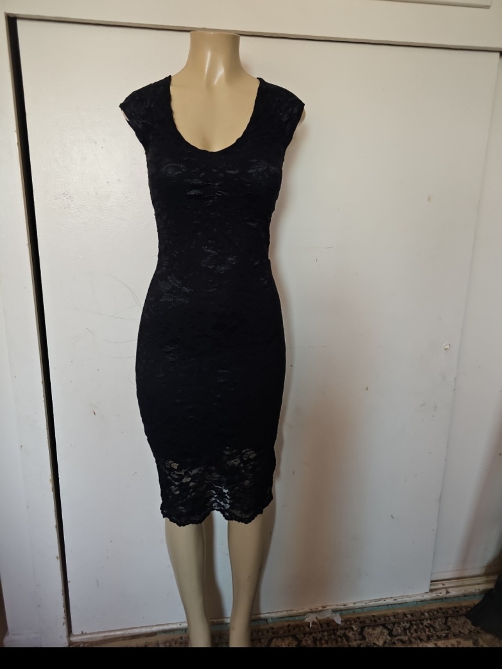 Ruby Rd. Black Lace Cap-Sleeve Midi Dress